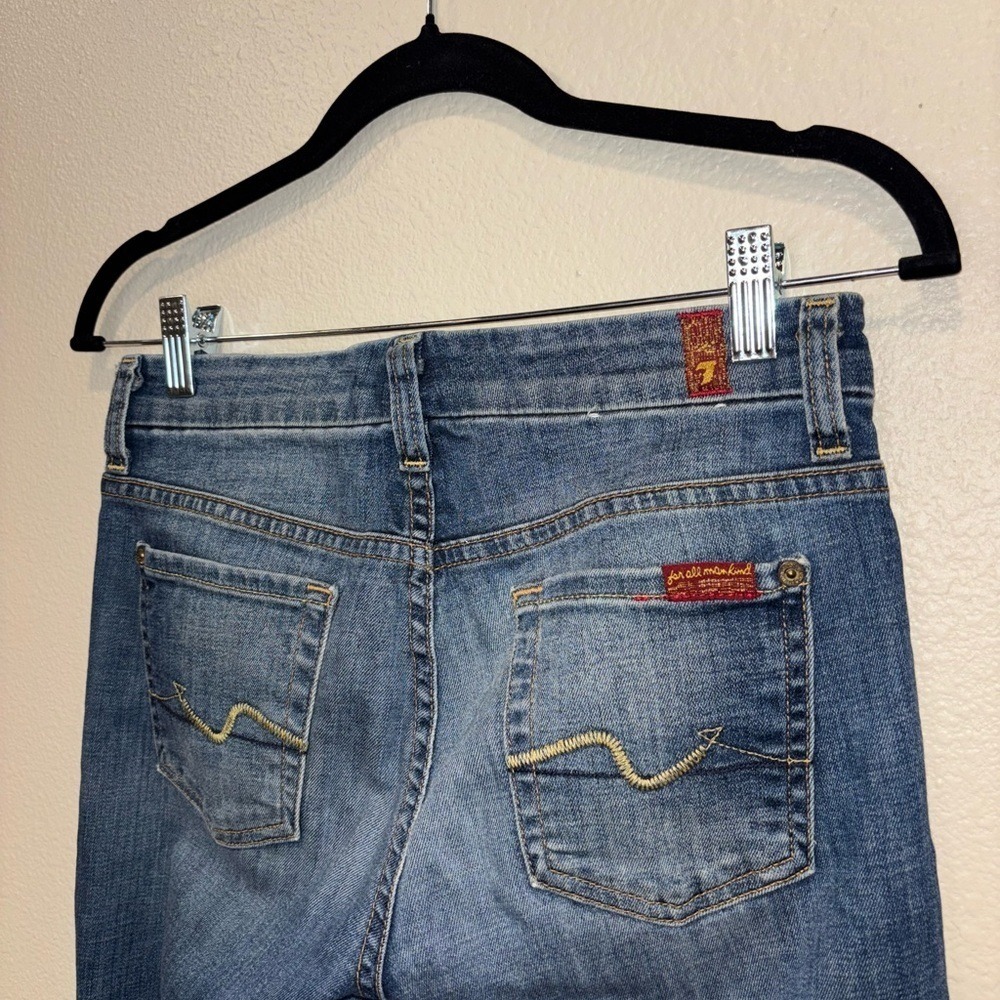 7 For All Mankind Kimmie Straight Leg Jeans Light Wash Size 0/2 - Picture 4 of 7